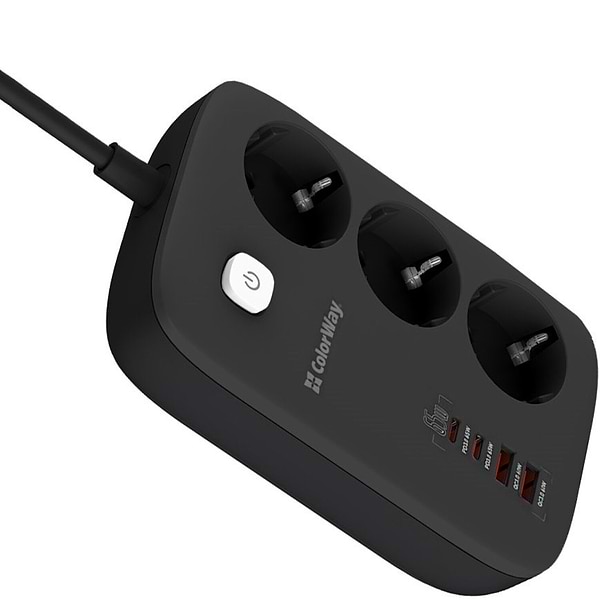 Фото - Сетевой фильтр Colorway 3 розетки/4USB GaN3 Pro PD (2USB-A + 2 TYPE-C) (65W) Black 2m (CW-CHE34PDB)