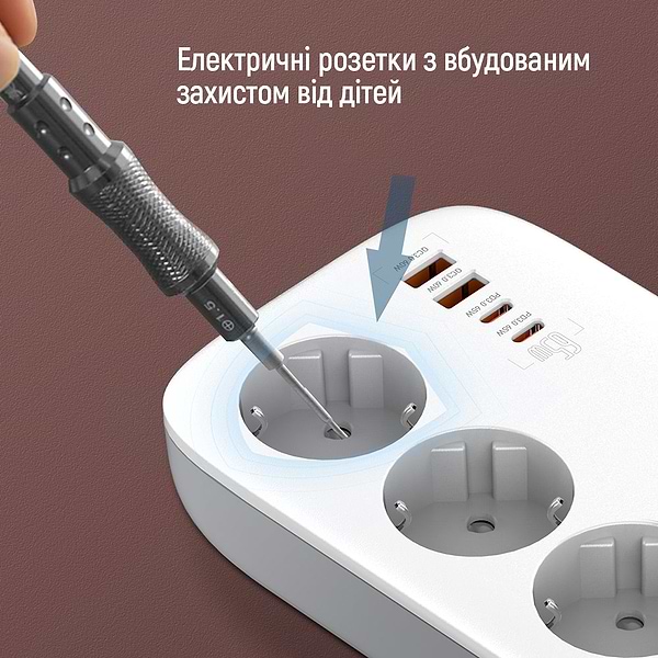 Фото - Сетевой фильтр Colorway 3 р/4USB GaN3 Pro PD (2USB-A + 2 TYPE-C) (65W) White 2м (CW-CHE34PDW)
