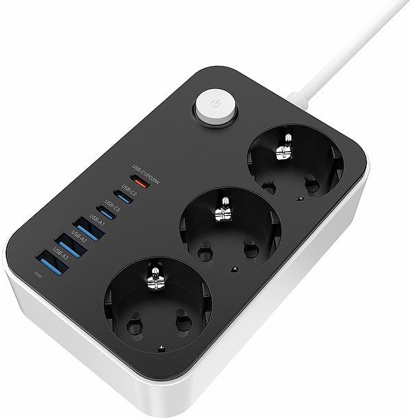 Фото - Мережевий фільтр Colorway 3 роз., 6xUSB (3xUSB-A + 3xTYPE-C) 20W Black 2m (CW-CHE36PDB)