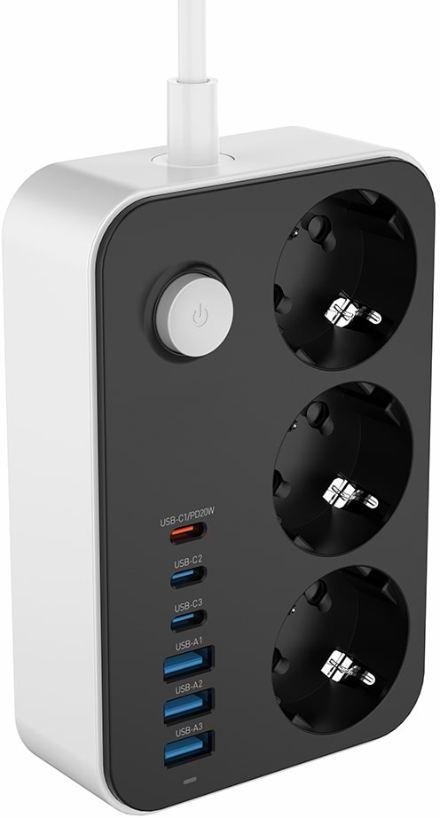 Фото - Мережевий фільтр Colorway 3 роз., 6xUSB (3xUSB-A + 3xTYPE-C) 20W Black 2m (CW-CHE36PDB)