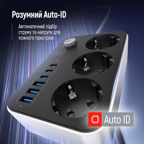 Фото - Мережевий фільтр Colorway 3 роз., 6xUSB (3xUSB-A + 3xTYPE-C) 20W Black 2m (CW-CHE36PDB)