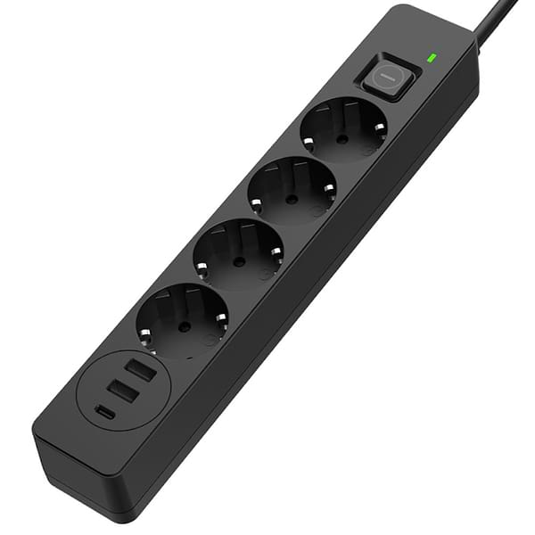 Фото - Мережевий фільтр Colorway 4 роз. 2xUSB-A + 1 Type-C Black 5m (CW-CHE435PDB)