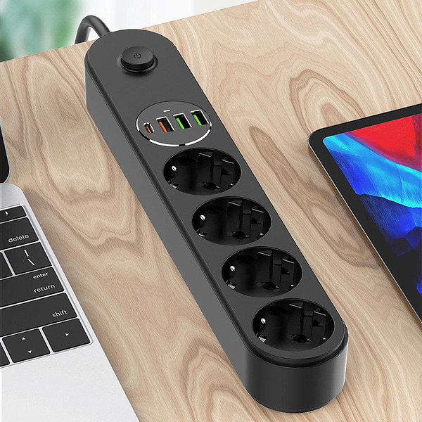 Фото - Сетевой фильтр Colorway 4 роз. Type-C PD20W + 3xUSB QC3.0 Black 2m (CW-CHE44PDB)
