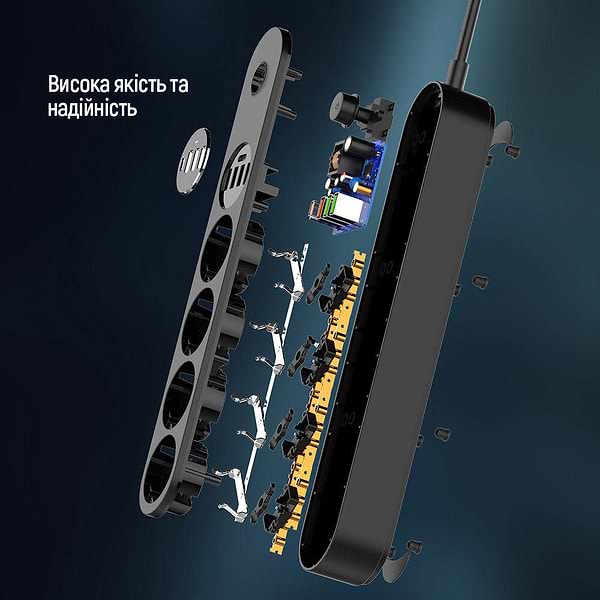 Фото - Сетевой фильтр Colorway 4 роз. Type-C PD20W + 3xUSB QC3.0 Black 2m (CW-CHE44PDB)