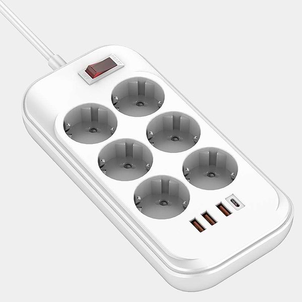 Фото - Сетевой фильтр Colorway 6 роз. Type-C PD20W + 3xUSB QC3.0 White 2m (CW-CHE64PDW)