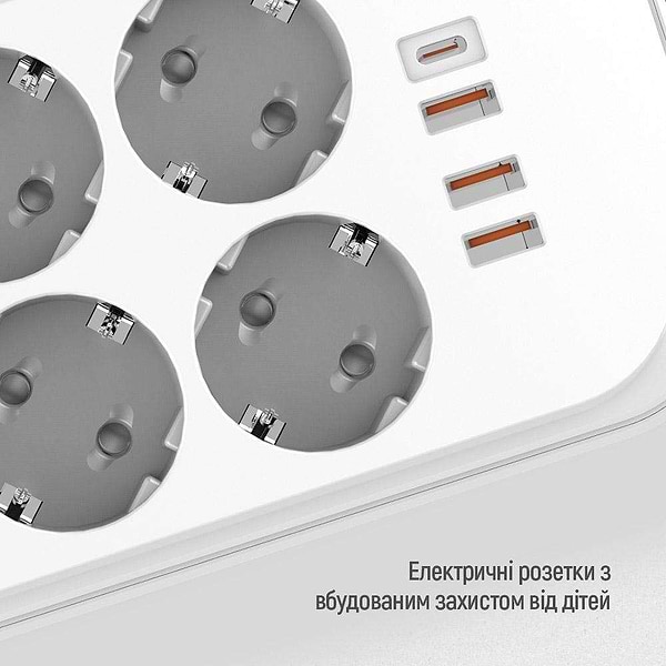 Фото - Сетевой фильтр Colorway 6 роз. Type-C PD20W + 3xUSB QC3.0 White 2m (CW-CHE64PDW)