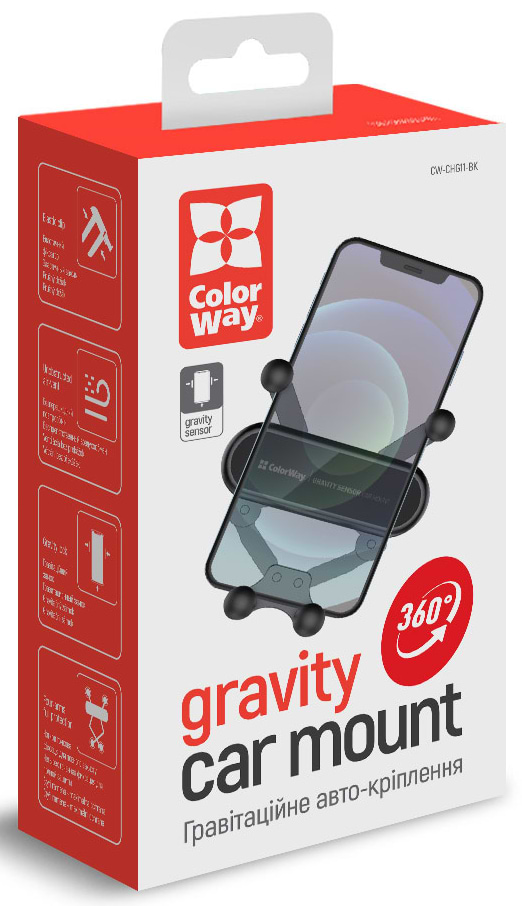 Фото - Автодержатель Colorway Gravity Sensor Holder Black (CW-CHG11-BK)