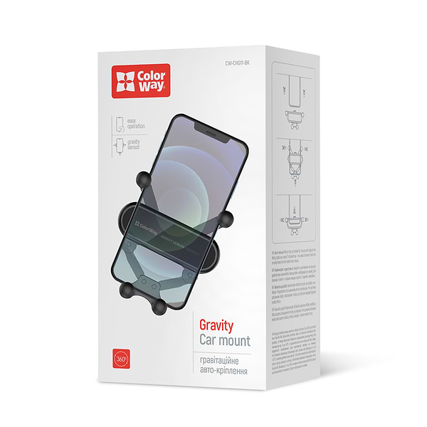 Фото - Автотримач Colorway Gravity Sensor Holder Black (CW-CHG11-BK)