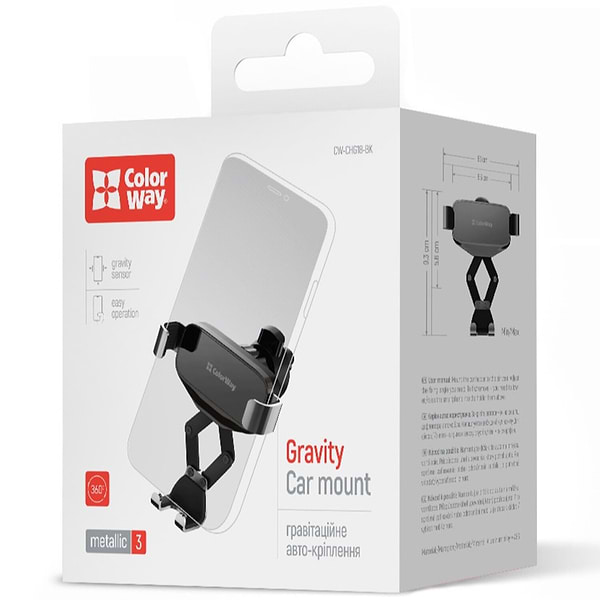 Фото - Автотримач Colorway Gravity Mechanical Car Mount Black (CW-CHG18-BK)
