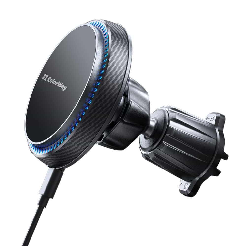 Автотримач з бездротовою зарядкою Colorway MagSafe 360° Air Vent 15W Black (CW-CHMW041Q-BK) - Фото 1
