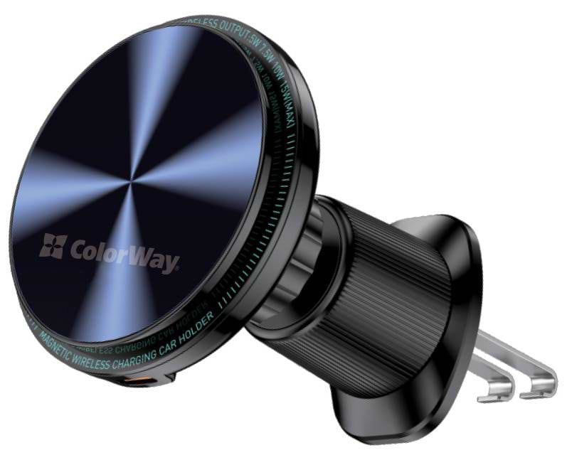 Автотримач з бездротовою зарядкою Colorway MagSafe 360° Air Vent 15W Black (CW-CHMW042Q-BK) - Фото 1