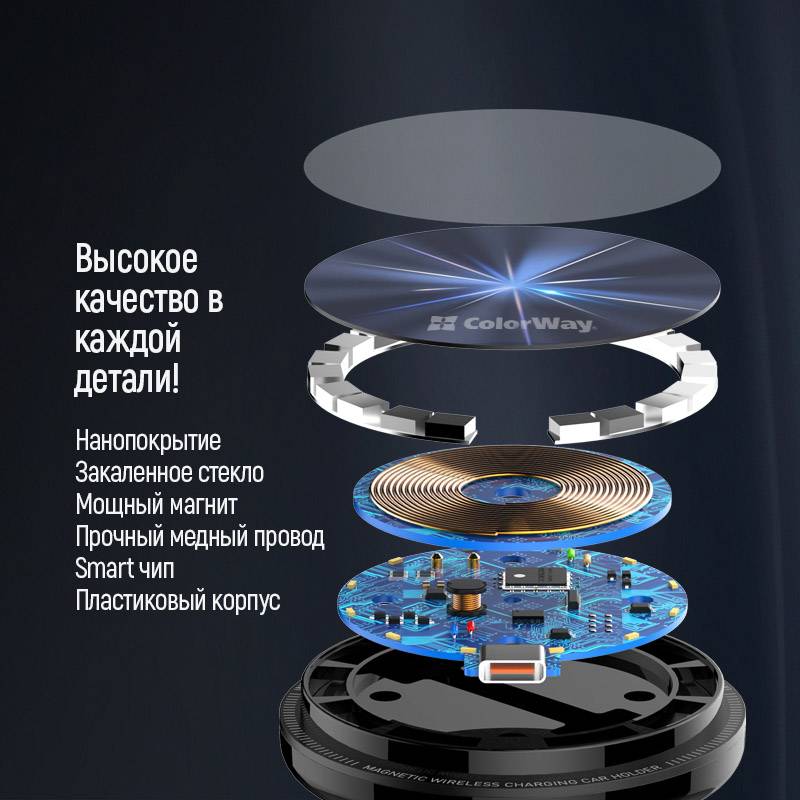 Фото - Уцінка - Автотримач з бездротовою зарядкою Colorway MagSafe 360° Air Vent 15W Black (CW-CHMW042Q-BK)