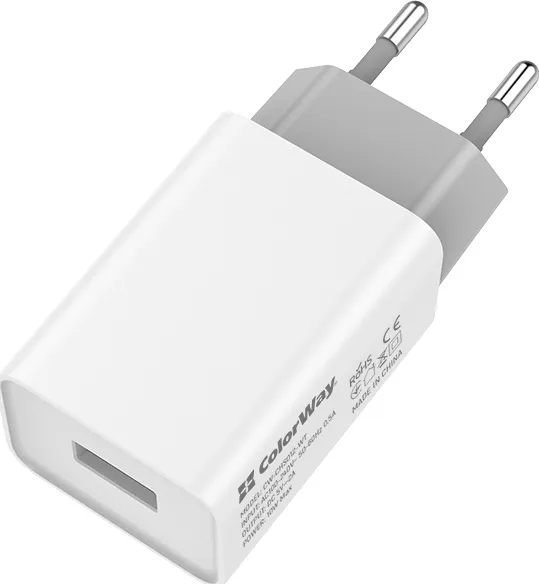 Мережевий зарядний пристрій Colorway 1USB Auto ID 2A (10W) (CW-CHS012-WT) - Фото 1