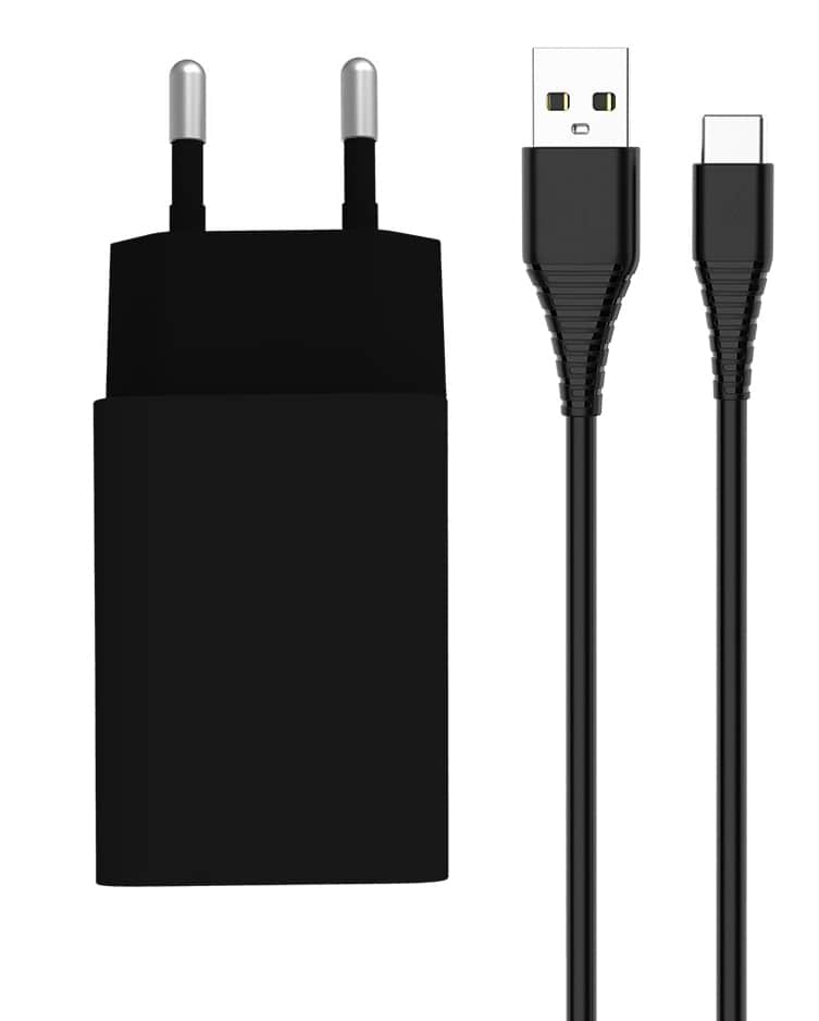 Мережевий зарядний пристрій Colorway 1USB Quick Charge 3.0 18W Black+ cable Type C (CW-CHS013QCC-BK) - Фото 1
