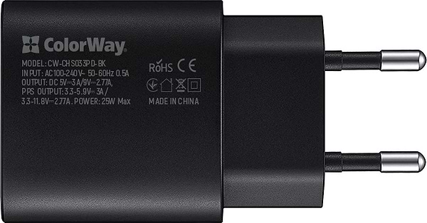 Фото - Мережевий зарядний пристрій Colorway Power Delivery Port PPS USB Type-C 25W Black (CW-CHS033PD-BK)