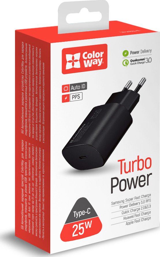 Фото - Мережевий зарядний пристрій Colorway Power Delivery Port PPS USB Type-C 25W Black (CW-CHS033PD-BK)