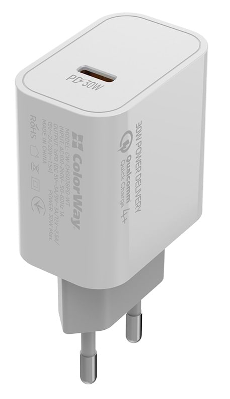 Фото - Сетевое зарядное устройство Colorway Power Delivery Port PPS USB Type-C White (CW-CHS038PD-WT)