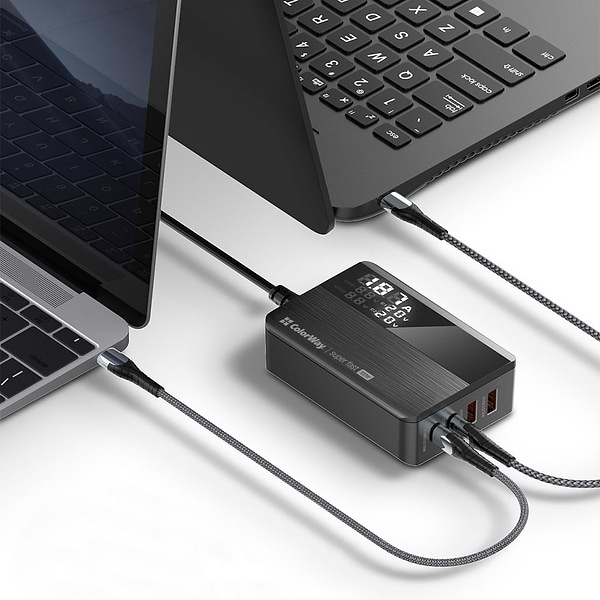 Фото - Мережевий зарядний пристрій Colorway Power Delivery GaN (2USB-A + 2USB TYPE-C) (100W) Black (CW-CHS041PD-BK)