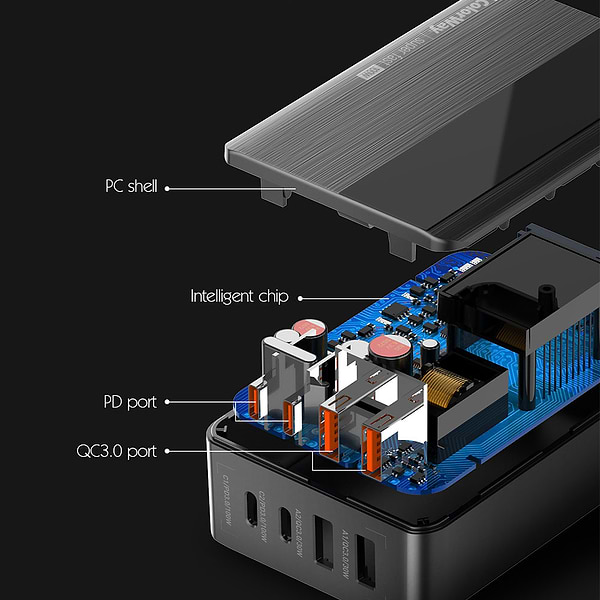 Фото - Мережевий зарядний пристрій Colorway Power Delivery GaN (2USB-A + 2USB TYPE-C) (100W) Black (CW-CHS041PD-BK)