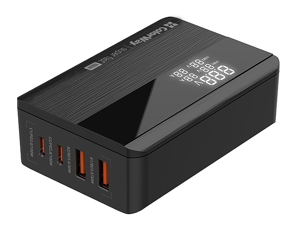 Фото - Мережевий зарядний пристрій Colorway Power Delivery GaN (2USB-A + 2USB TYPE-C) (100W) Black (CW-CHS041PD-BK)