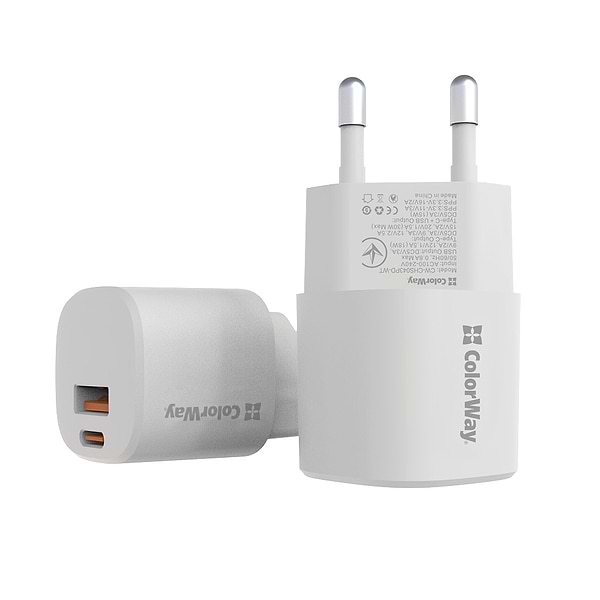 Фото - Мережевий зарядний пристрій Colorway GaN PD Port USB PPS (Type-C PD + USB QC3.0) (33W) White (CW-CHS043PD-WT)