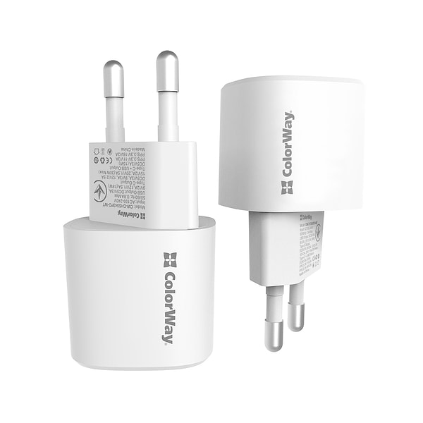 Фото - Мережевий зарядний пристрій Colorway GaN PD Port USB PPS (Type-C PD + USB QC3.0) (33W) White (CW-CHS043PD-WT)