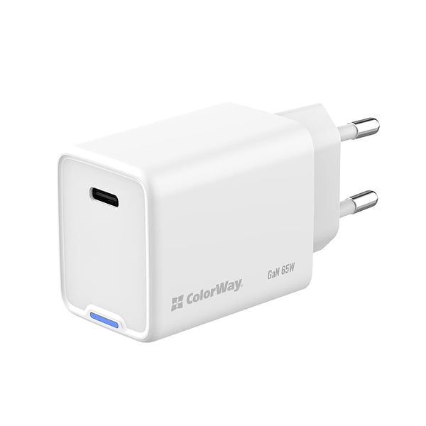 Фото - Мережевий зарядний пристрій Colorway GaN Mini 65W PD Port PPS USB-C White (CW-CHS049PD-WT)