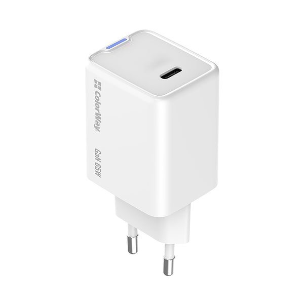 Фото - Мережевий зарядний пристрій Colorway GaN Mini 65W PD Port PPS USB-C White (CW-CHS049PD-WT)