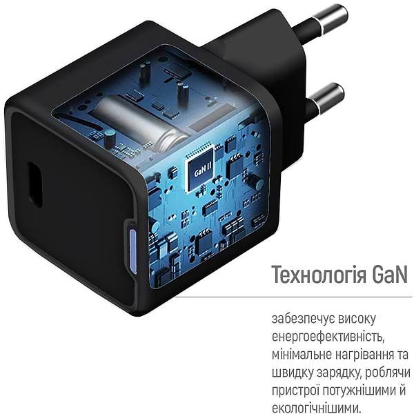 Фото - Уцінка - Мережевий зарядний пристрій Colorway GaN Mini 25W PD Port PPS USB-C Black (CW-CHS052PD-BK)