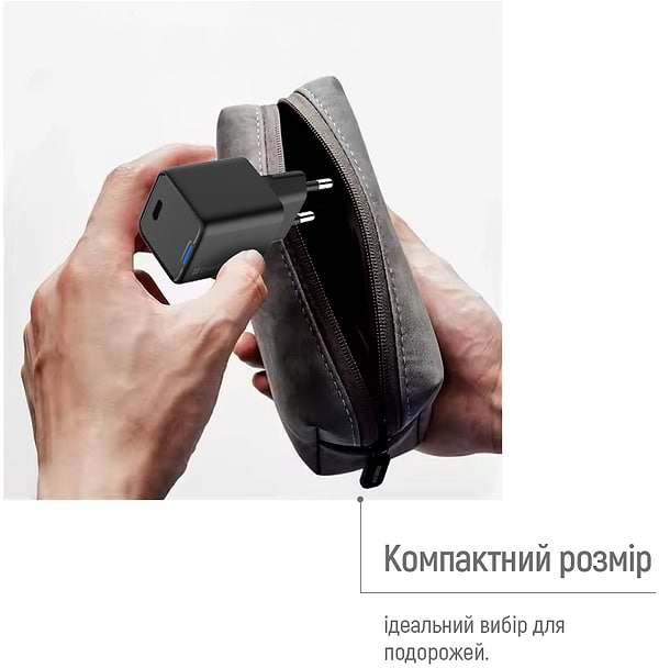 Фото - Уцінка - Мережевий зарядний пристрій Colorway GaN Mini 25W PD Port PPS USB-C Black (CW-CHS052PD-BK)