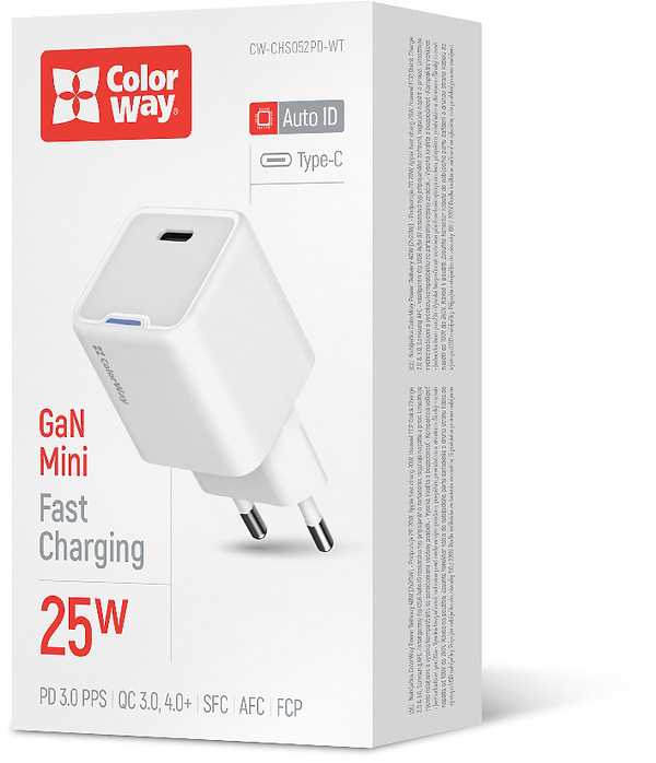 Фото - Сетевое зарядное устройство Colorway GaN Mini 25W PD Port PPS USB-C White (CW-CHS052PD-WT)