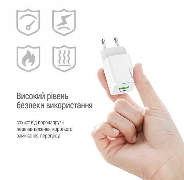 Фото - Мережевий зарядний пристрій Colorway GaN Mini 30W PD Port PPS USB White (CW-CHS053PD-WT)