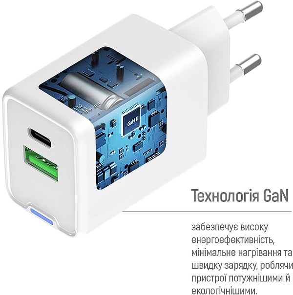 Фото - Мережевий зарядний пристрій Colorway GaN Mini 30W PD Port PPS USB cable Type-C (CW-CHS053PDC-WT)