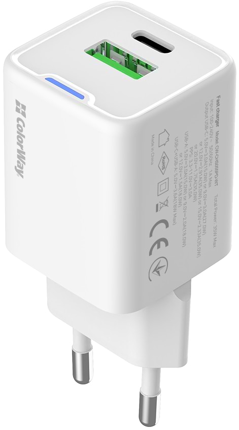 Фото - Мережевий зарядний пристрій Colorway GaN Mini 35W PD Port PPS USB White (CW-CHS055PD-WT)