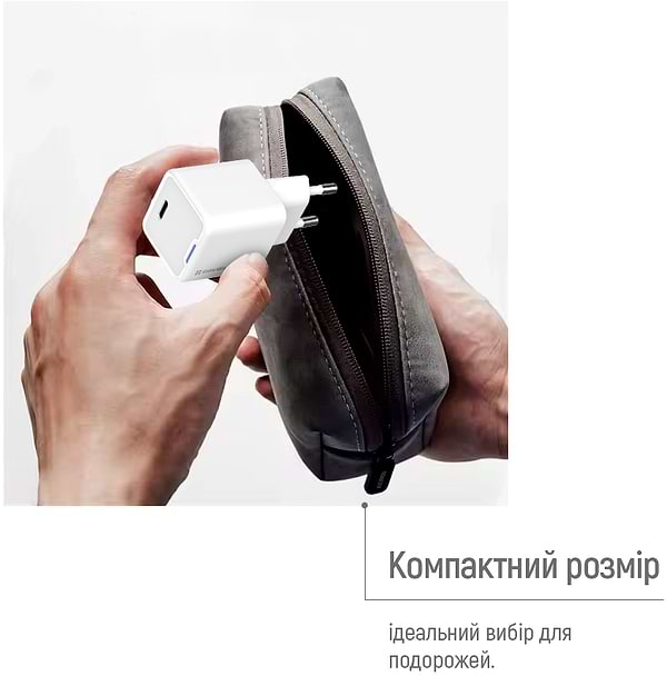 Фото - Мережевий зарядний пристрій Colorway GaN Mini 35W PD Port PPS USB-C White cable Type-C (CW-CHS056PDC-WT)