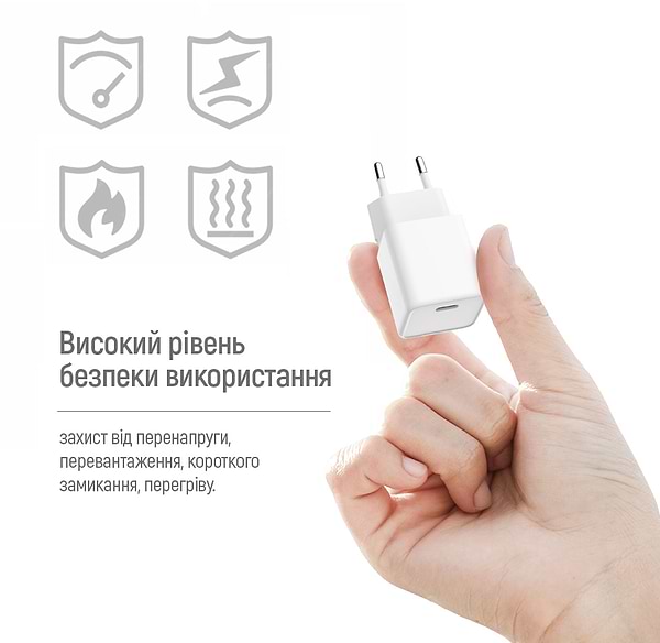Фото - Мережевий зарядний пристрій Colorway GaN Mini 35W PD Port PPS USB-C White cable Type-C (CW-CHS056PDC-WT)