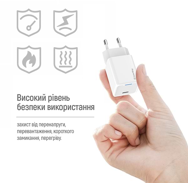 Фото - Мережевий зарядний пристрій Colorway GaN Mini 45W PD Port PPS USB-C White (CW-CHS057PD-WT)