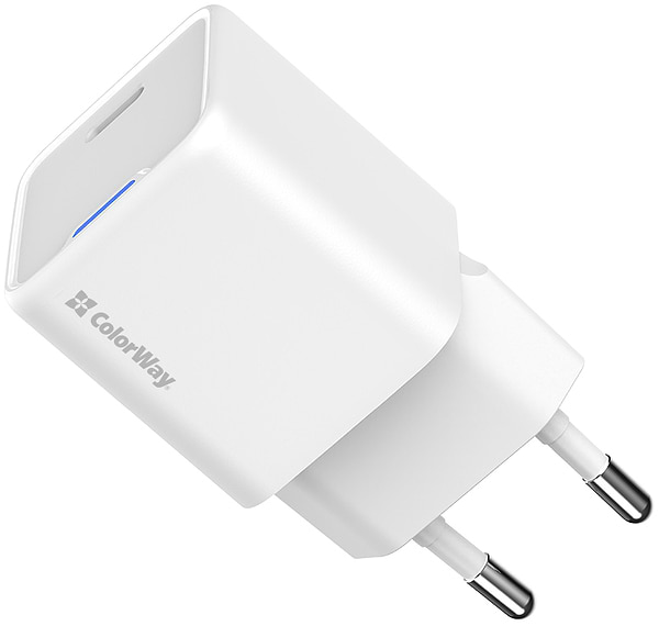 Фото - Мережевий зарядний пристрій Colorway GaN Mini 20W PD Port PPS USB-C White (CW-CHS059PD-WT)