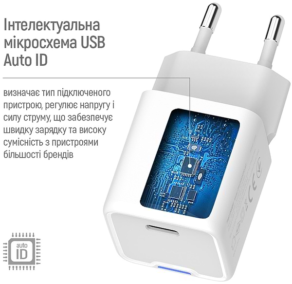 Фото - Мережевий зарядний пристрій Colorway GaN Mini 20W PD Port PPS USB-C White (CW-CHS059PD-WT)