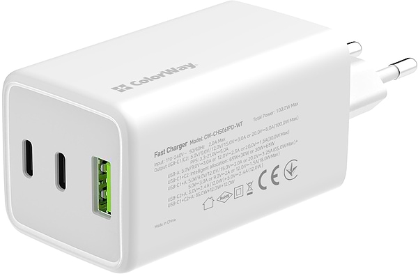 Фото - Мережевий зарядний пристрій Colorway GaN Mini 100W PD Port PPS USB (USB-2C1A) White (CW-CHS061PD-WT)