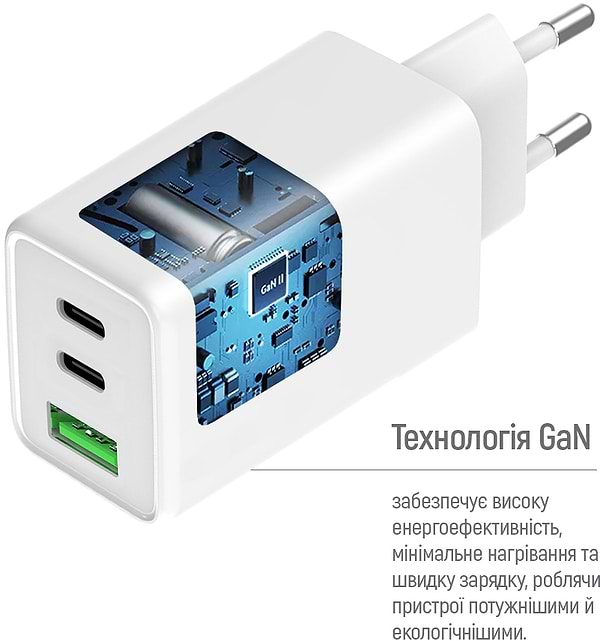 Фото - Мережевий зарядний пристрій Colorway GaN Mini 100W PD Port PPS USB (USB-2C1A) White (CW-CHS061PD-WT)