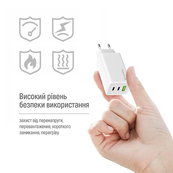 Фото - Мережевий зарядний пристрій Colorway GaN Mini 100W PD Port PPS USB (USB-2C1A) White (CW-CHS061PD-WT)