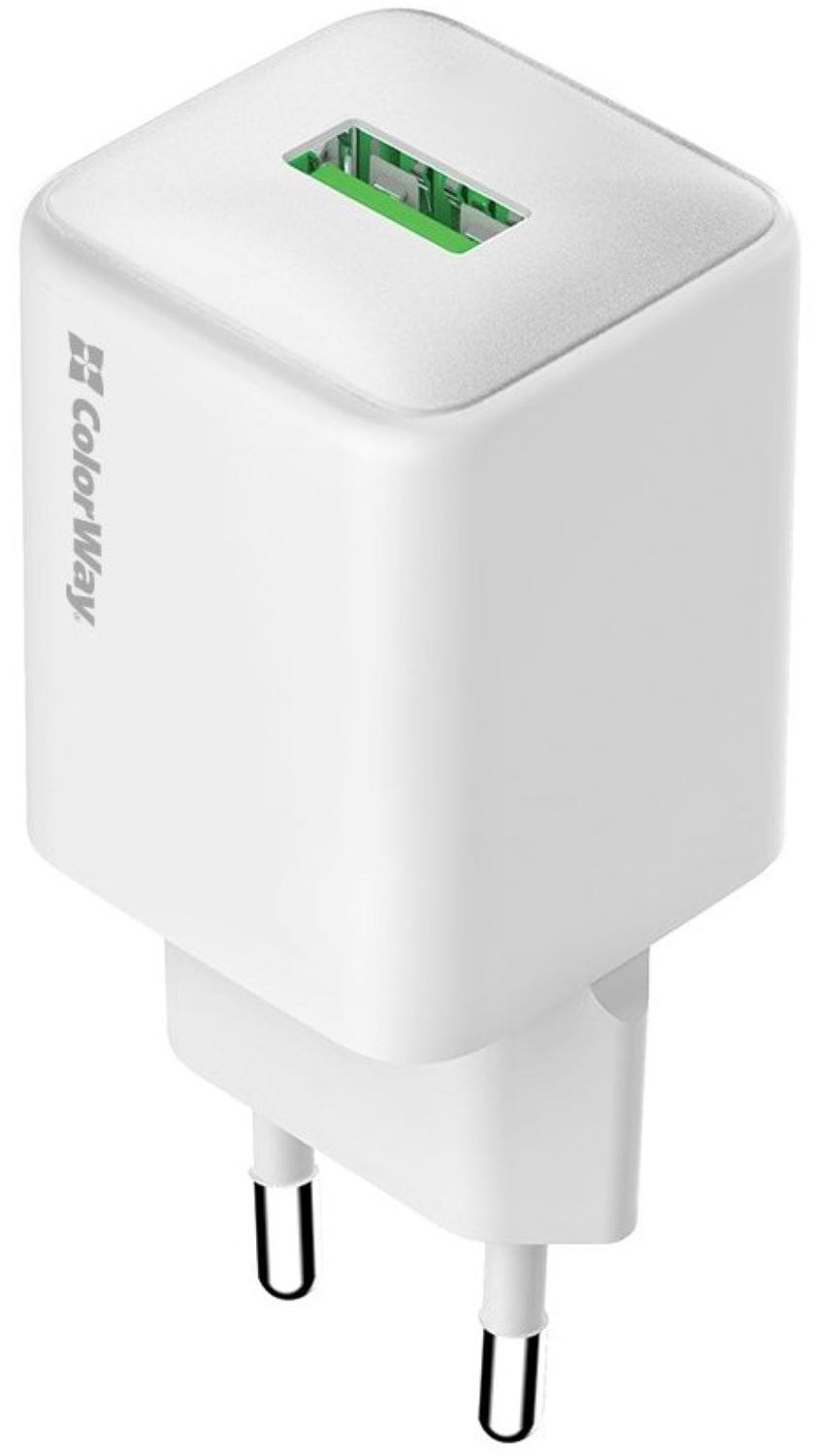 Купити Мережевий зарядний пристрій Colorway 1USB Quick Charge 3.0 18W V2 White (CW-CHS063Q-WT) - Фото 1 Мережевий зарядний пристрій Colorway 1USB Quick Charge 3.0 18W V2 White (CW-CHS063Q-WT) - Фото 1