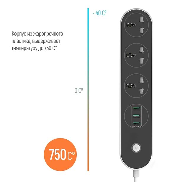 Фото - Мережевий фільтр Colorway 3 розетки/3USB Black 1.8M