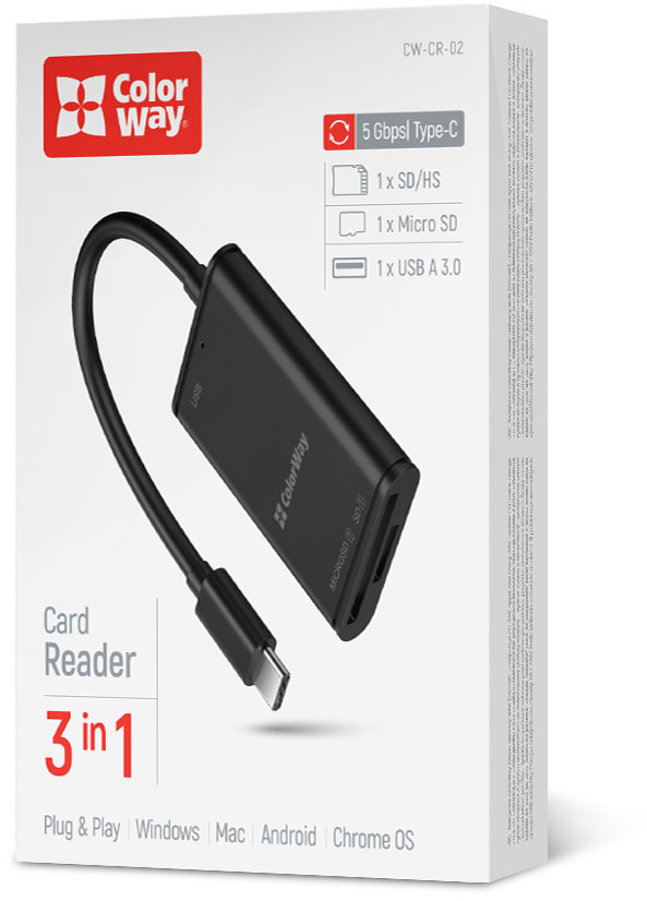 Фото - Кардридер Colorway USB-C to USB 3.0/SD/MicroSD (CW-CR-02)
