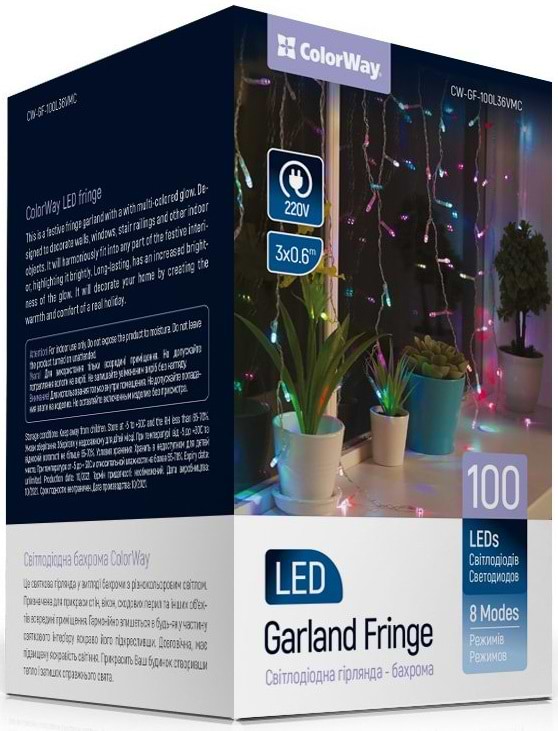 Гирлянда линейная Colorway 3мx0.6 м 100Led IP20 (CW-GF-100L36VMC) - Фото 1