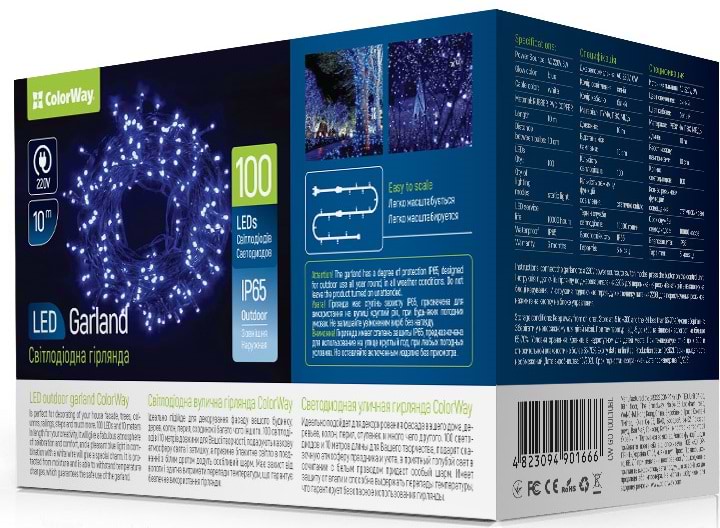 Гирлянда линейная Colorway 10 m 100Led IP65 (CW-GO-100L10BL) - Фото 1