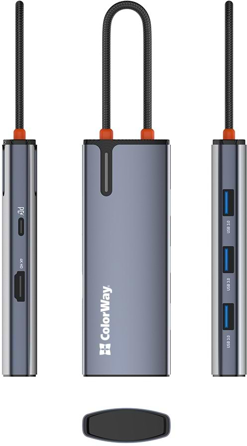 Фото - Хаб USB Colorway USB-C 5-в-1 Type C PD 100W/USB3.0х3/HDMI 4К (CW-HUB01)