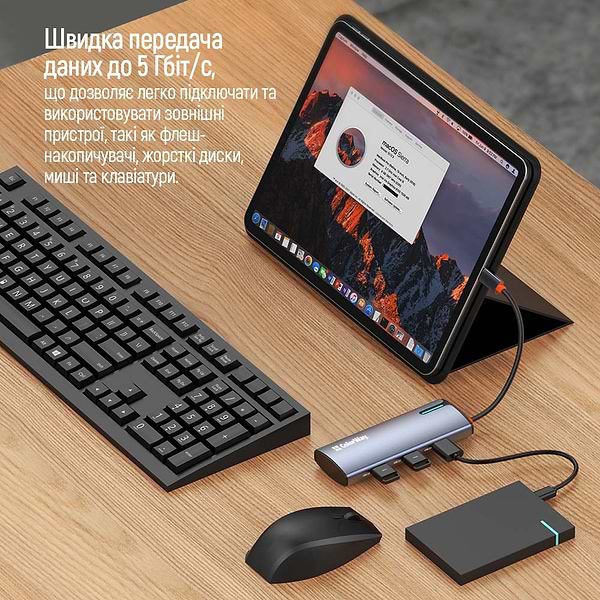 Фото - Хаб USB Colorway USB-C 5-в-1 Type C PD 100W/USB3.0х3/HDMI 4К (CW-HUB01)