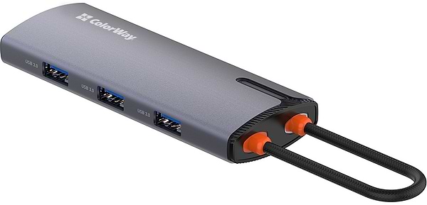 Фото - Хаб USB Colorway USB-C 6-в-1 Type C PD 100W/USB3.0х3/USB2.0/RJ45 (CW-HUB03)